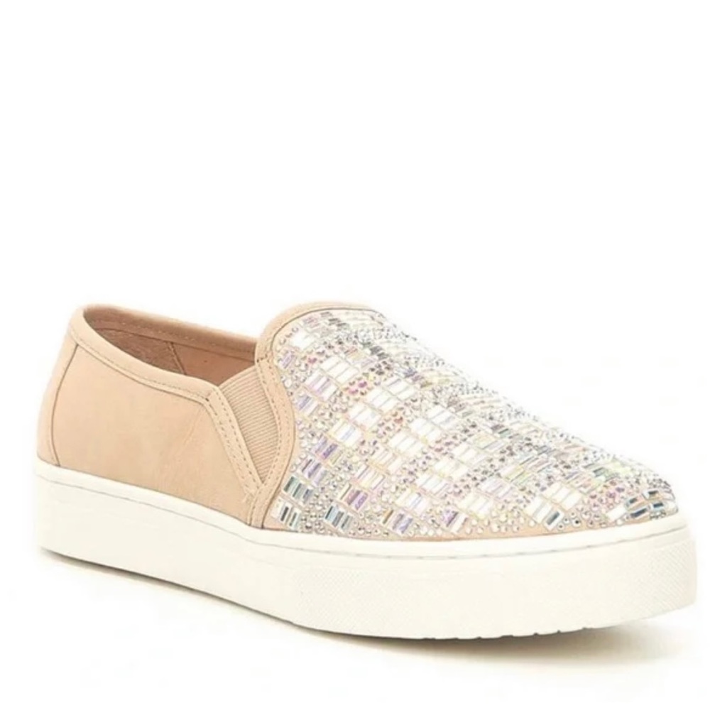 Gianni Bini Luxine Jeweled Beige Slip-One Sneaker